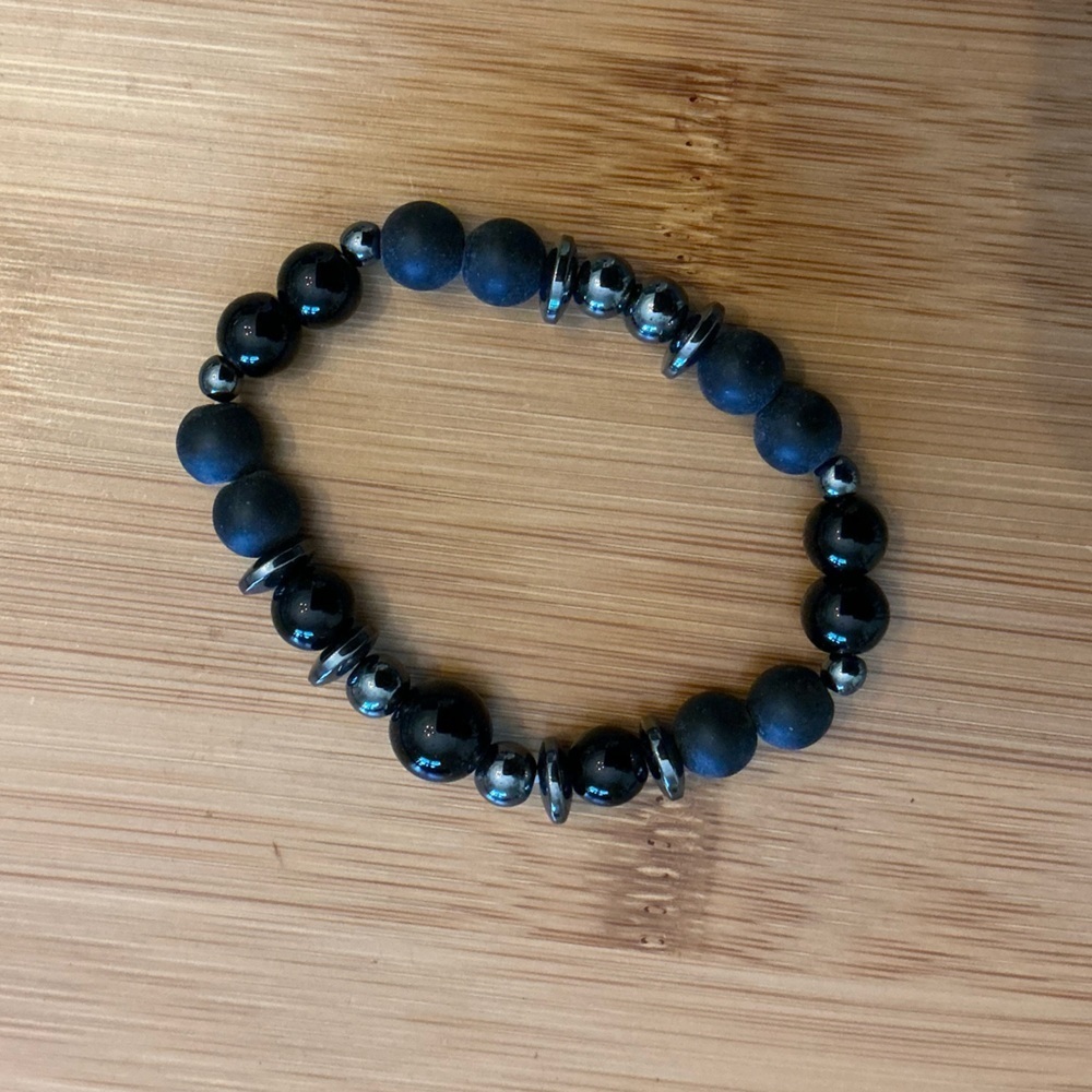 Black Beaded Stretch Bracelet